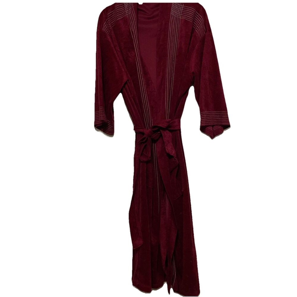 Vtg Smoking Jacket Robe Burgundy Velvet Hugh Hefner Playboy 80s One Size (S/M)?
